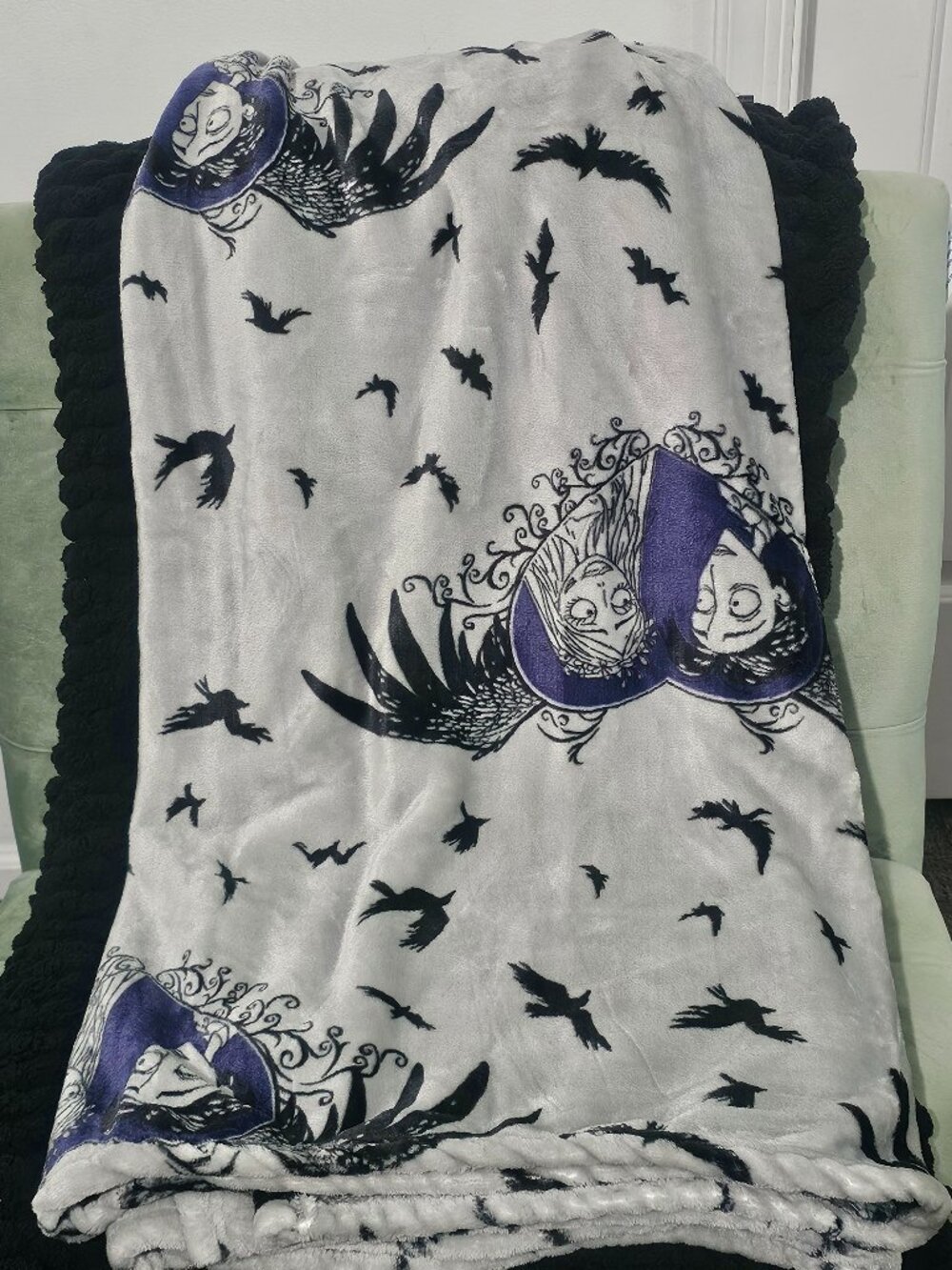 Corpse Bride Emily Victor Gothic Plush Throw Blanket 50x70